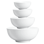 4 Packs Porcelain Serving Bowls, Ceramic Mixing Bowls for Kitchen, 61/41/26/14 Ounce Stackable Party Bowl for Salad, Fruit, Pasta and Soup, Microwave and Dishwasher Safe