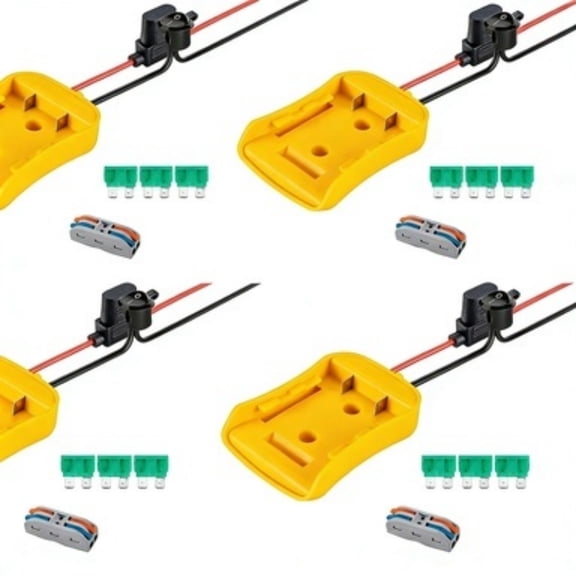 4 Packs Power Tool Adapter for Dewalt 18V/20V Max Battery Adapter Kit, with Switch Socket Power Supply, Fuse Holder And 3 Fuses, DIY Battery Converter Connector Home Electric Tool Parts