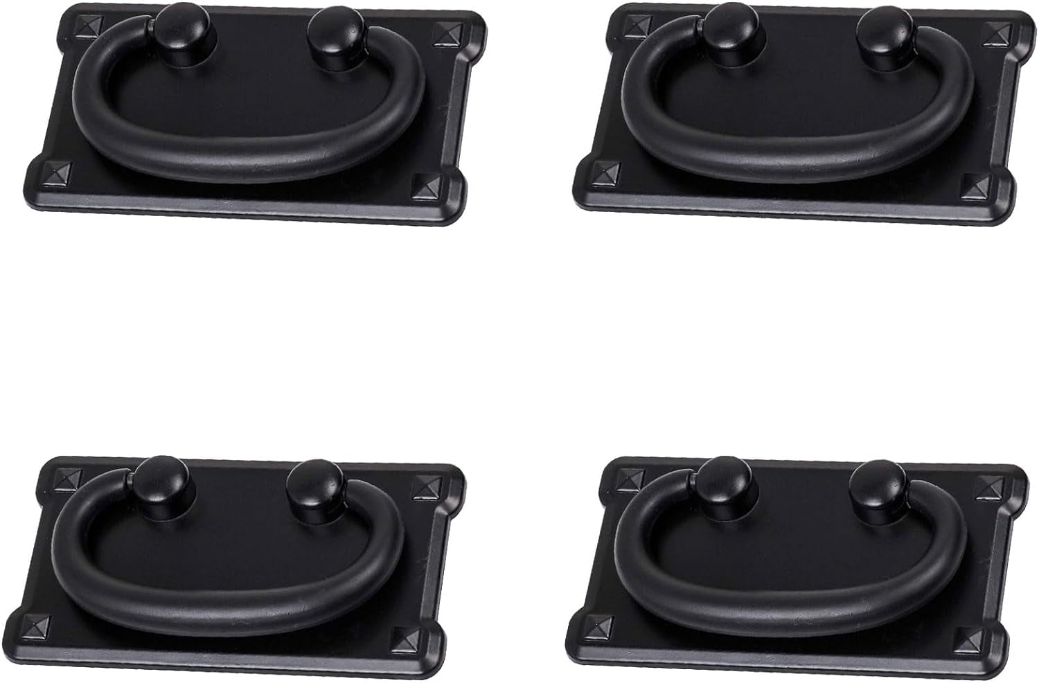 4 Packs Pull Handle, Black Furniture Ring Pulls Antique Mission Drawer