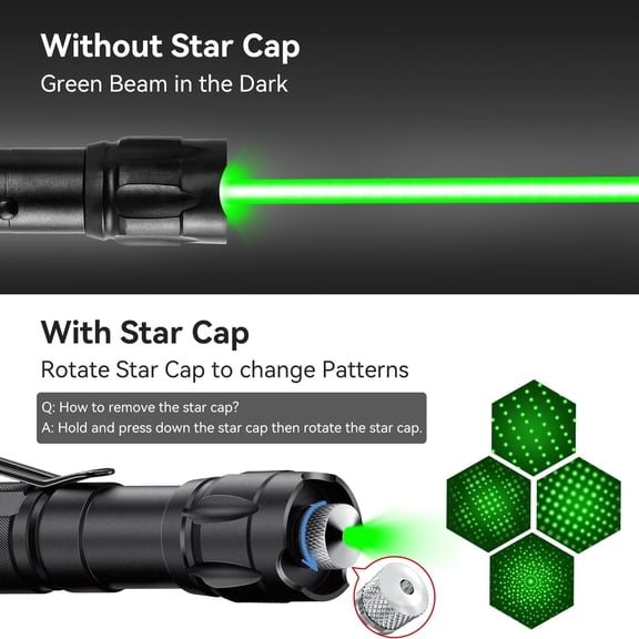 [4 Packs] Rechargeable Green Laser Pointer High Power Green Beam Light Long Distance Range For TV/LED/LCD Screens Tactical Flashlights Presentation Office/Outdoors/Astronomic/Construction [005]