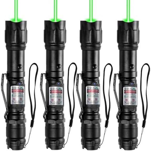 4 Packs] Rechargeable Green Laser Pointer High Power Green Beam Light Long Distance Range For TV/LED/LCD Screens Tactical Flashlights Presentation Office/Outdoors/Astronomic/Construction [005]