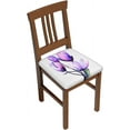 thumbnail image 1 of 4 Packs Removable Chair Seat Covers for Dining Room, Spring Purple Flower Stretchable Wedding Party Chair Slipcovers Cushion Protector Summer Tulip Furniture Decor, 16.9x16.9 Inches, 1 of 6