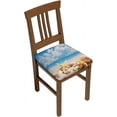 thumbnail image 1 of 4 Packs Removable Chair Seat Covers For Dining Room, Starfish on Summer Beach Stretchable Office Kitchen Chair Slipcovers Cushion Protector Seashell Blue Sky Furniture Decor, 16.9x16.9 Inches, 1 of 6