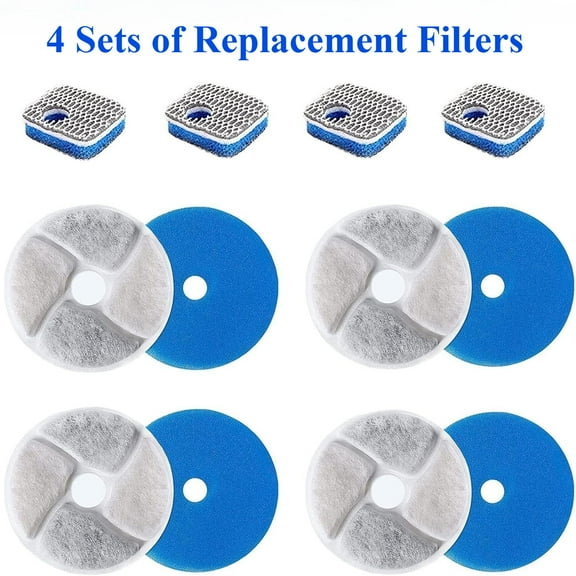 4 Packs Replacement Filters For Automatic Pet Fountain,cat Water Fountain Filters,4.13inch Filters With Round Square Sponges For Cat Water Fountain,hand Tools Kits,springtok