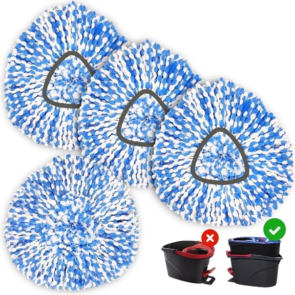 4 Packs Microfiber Spin Mop Refills Compatible with O-Cedar Rinseclean, Machine Washable and Durable Replacement Heads for Multi Surface Cleaning