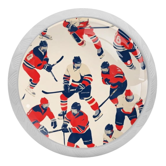 4 Packs Rink Ice Hockey Players Crystal Glass Cabinet Knobs Drawer Handles for Kitchen Cabinets Dresser Cupboard Wardrobe Pulls Handles