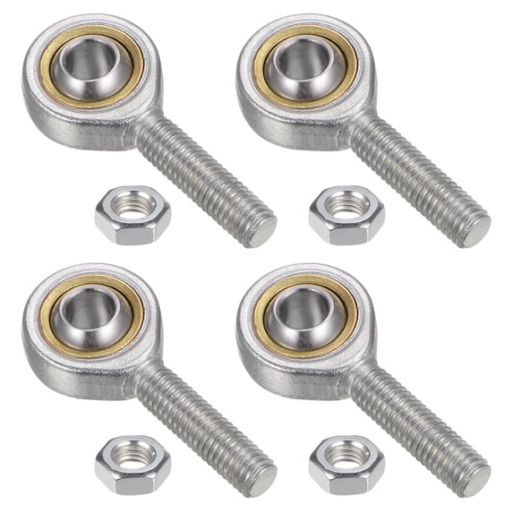 4 Packs SA8T/K 8mm Rod End Bearing M8x1.25 Male Right Hand Thread, Self-Lubricating Rod End with Jam Nuts