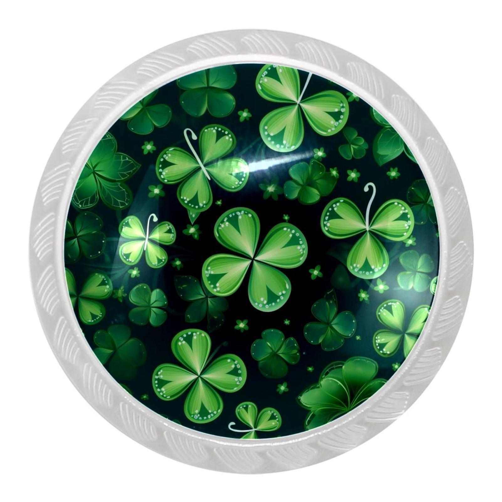 4 Packs Saint Patrick's Day Transparent Knobs Drawer Handles