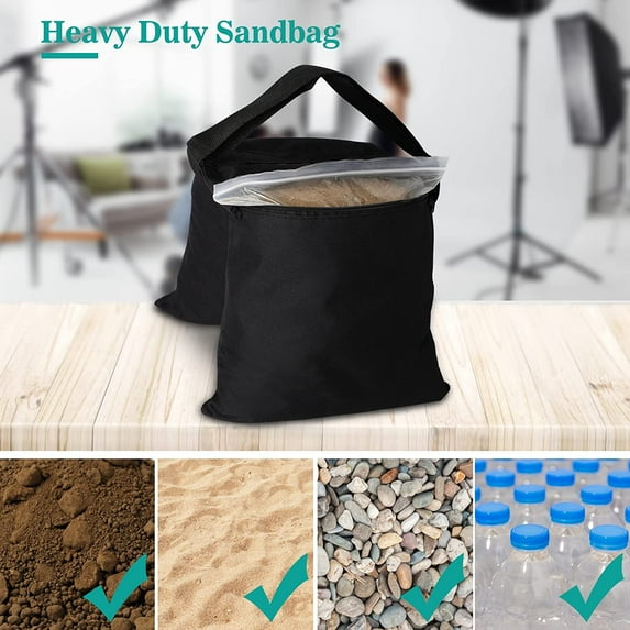 4 Packs Sandbags for Photography Equipment, Heavy Duty Weight Bags for Tripod, Canopy, Tent, Fishing Chair