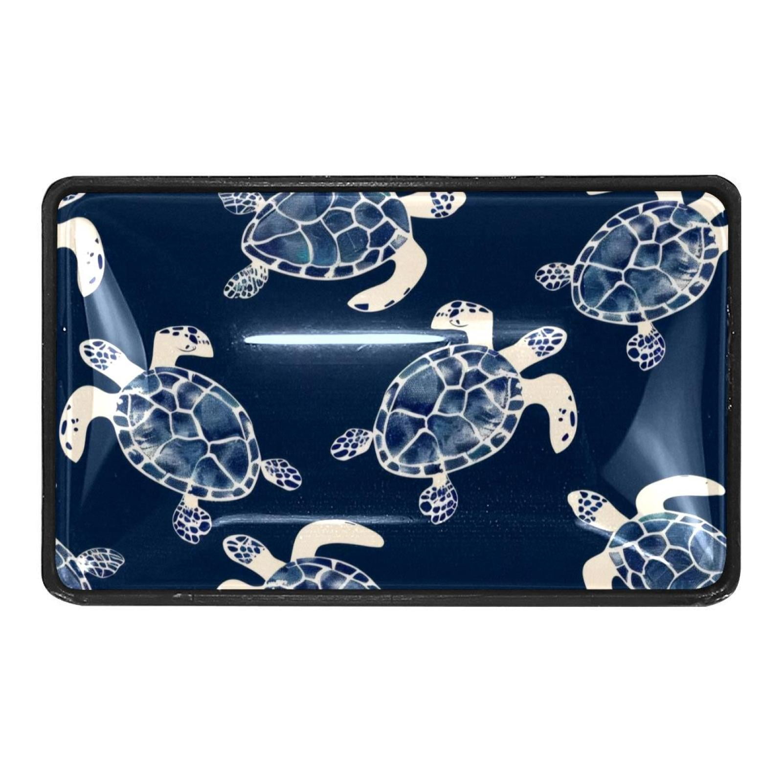 4 Packs Sea Tortoise on Blue Crystal Glass Knobs Drawer Handles