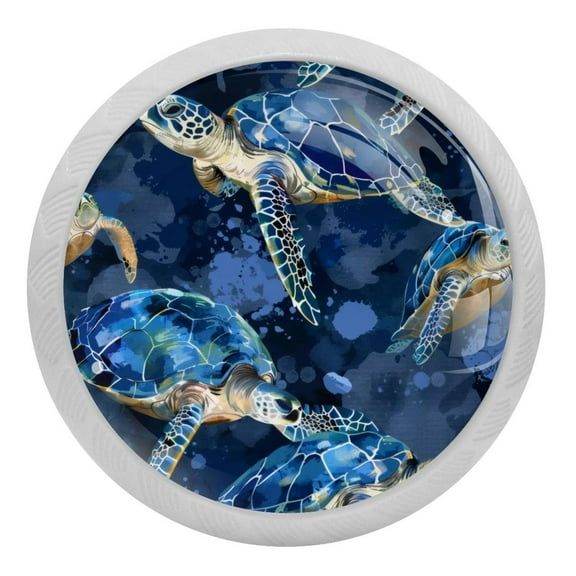 4 Packs Sea Turtle Blue Crystal Glass Cabinet Knobs Drawer Handles for Kitchen Cabinets Dresser Cupboard Wardrobe Pulls Handles