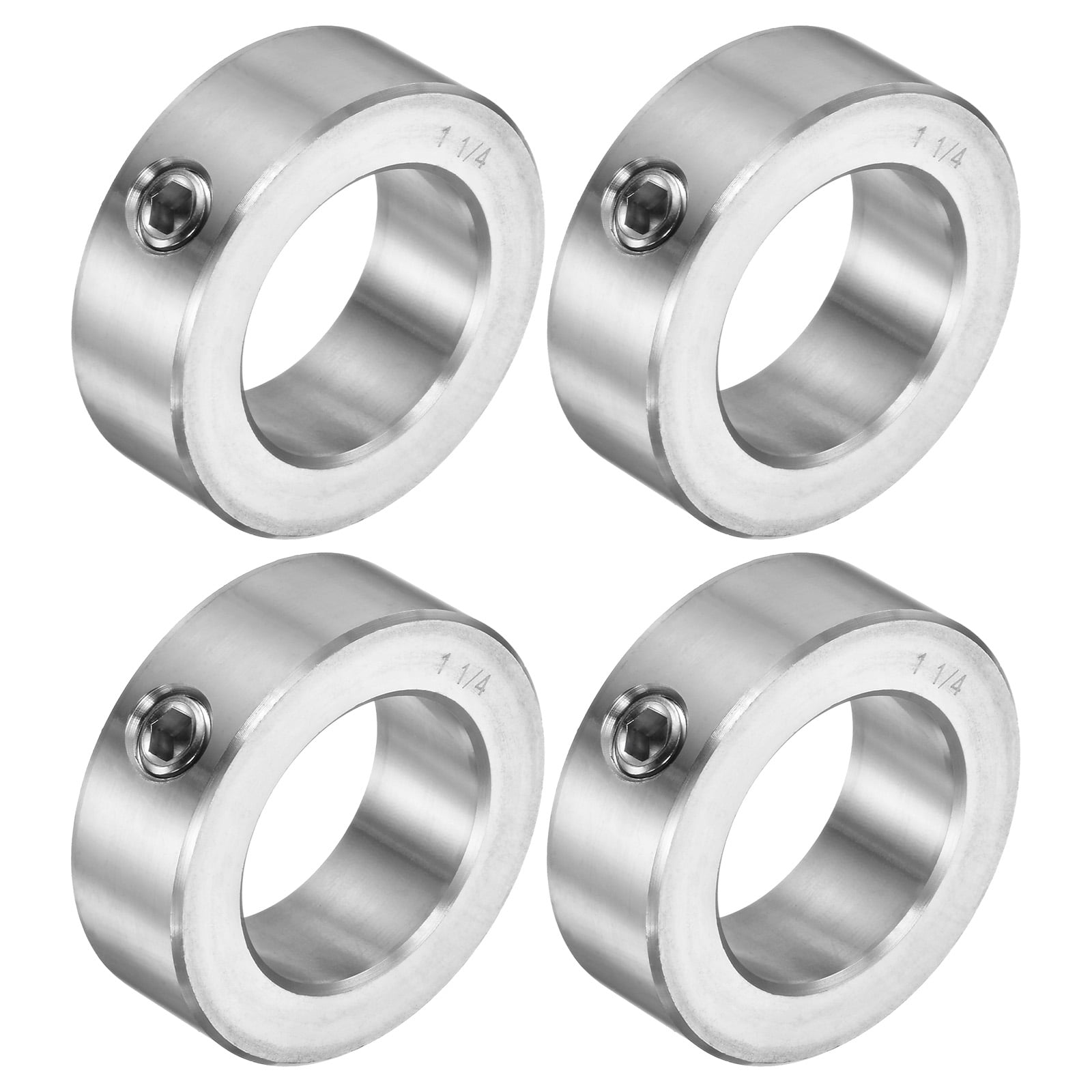 4 Packs Set Screw Collars 1-1/4" Bore 304 Stainless Steel Shaft Collars, 2" OD, 11/16" Width