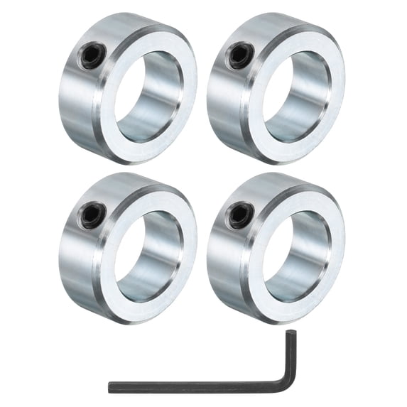 4 Packs Set Screw Shaft Collars 1" Bore Zinc Plated Steel Shaft Collars, 1-5/8" OD, 5/8" Width, with Hex Key