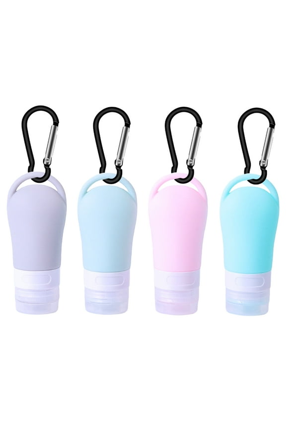 4 Packs Silicone Travel Bottles Leak Proof Squeezable Travel Tubes Set With Keychain Refillable Containers For Shampoo Lotion Soap-90 Ml