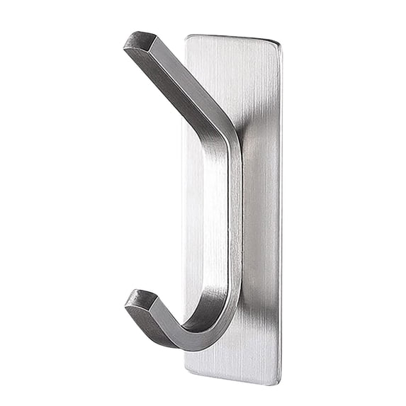 4-Packs Silver Double Hook Towel Hook - Self Adhesive Hooks Bathroom Hooks Stainless Steel Robe Coat Hook-Birthday Gifts For Women