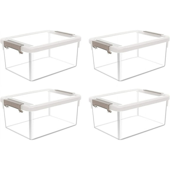 4 Packs Small Storage Bins with Lids 3.2 QT Plastic Storage Containers for Organizing Stackable Clear Storage Boxes