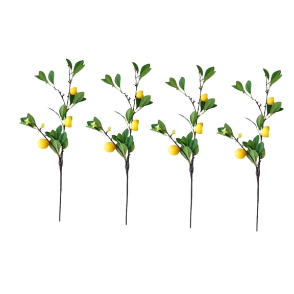 4 Packs Spring Summer Picks with Lemons Eucalyptus Leaves, Artificial Fruit Lemon Picks with Greenry, Summer Lemon Branches Decorations for Home Vase Kitchen Table Decor