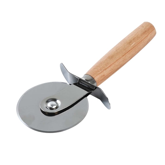 4 Packs Stainless Steel Pizza Cutter Wheel with Wooden Handle Nonstick Blade for Cutting Pizza Pancake Kitchen Restaurant Party Essential Tool