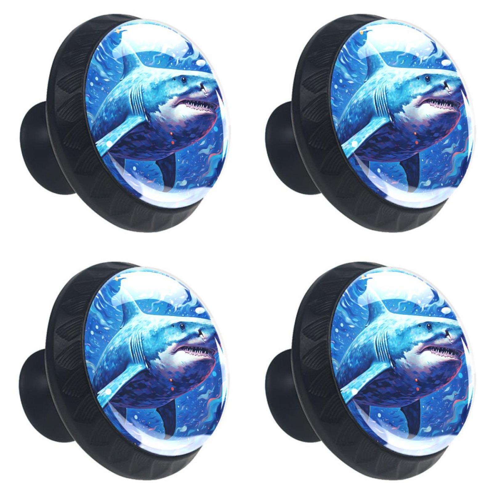 4 Packs Star Shark Black Knobs, 1.37 inch Kitchen Pulls