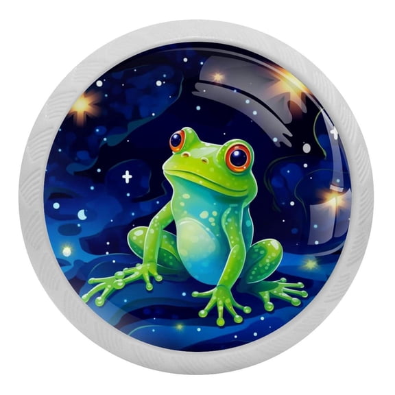 4 Packs Starry Shine Frog Fluorescence Crystal Glass Cabinet Knobs Drawer Handles for Kitchen Cabinets Dresser Cupboard Wardrobe Pulls Handles