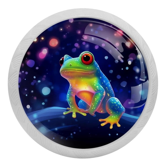 4 Packs Starry Shine Frog Fluorescence Crystal Glass Cabinet Knobs Drawer Handles for Kitchen Cabinets Dresser Cupboard Wardrobe Pulls Handles