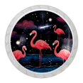 4 Packs Starry Sky Flamingo Kitchen Knobs for Dresser Drawers