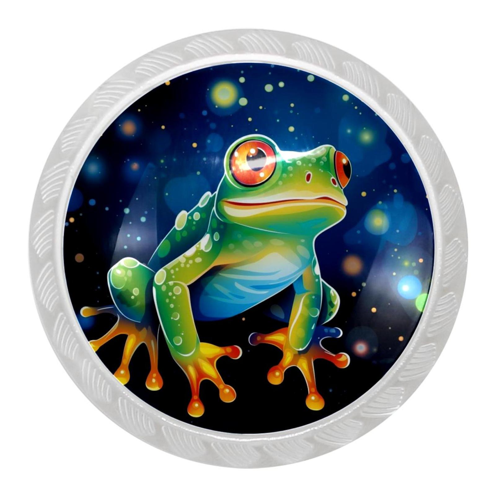 4 Packs Starry Sky Frog Kitchen Knobs for Dresser Drawers