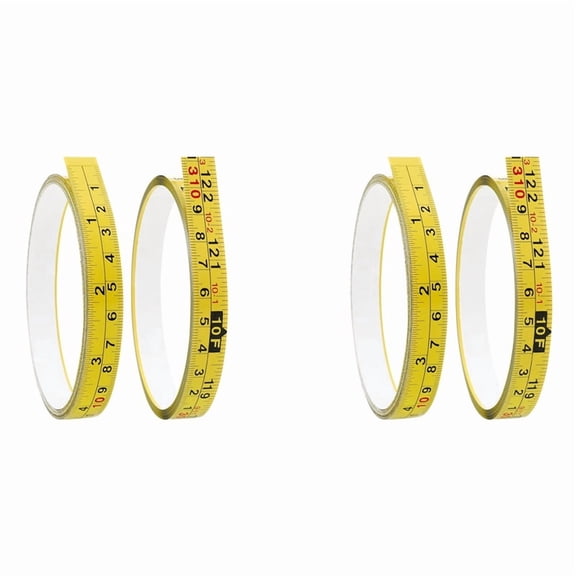 4 Packs Steel Self-Adhesive Measuring Tape, Right to Left Reading 310cm or 122-Inch Imperial and Metric Ruler Tape