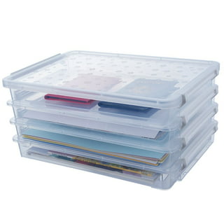 4Pcs 15.8x13x3Inch Scrapbook Paper Storage Organizer Box,12x12 Sheets 