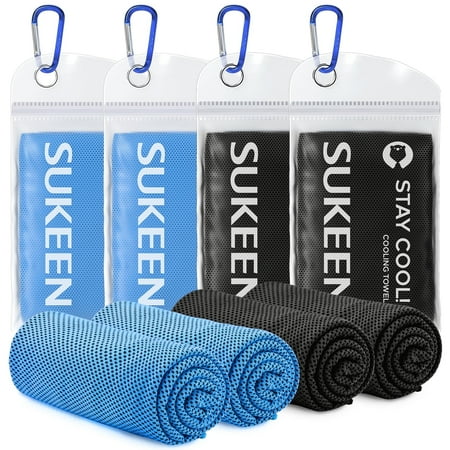 4 Packs Sukeen Cooling Towel,(40"x12") Instant Cooling Towels for Neck, Ice Towels Microfiber Towels for Sports Gym Fitness Yoga Jogging Running & Outdoor Activities