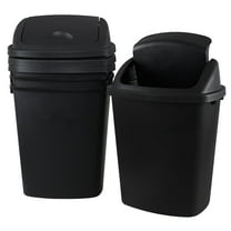 4 Packs Swing-Top Kitchen Trash Cans, 13 Gallon Plastic Swing Top Garbage Can, Trash Can Swing Lid, Black