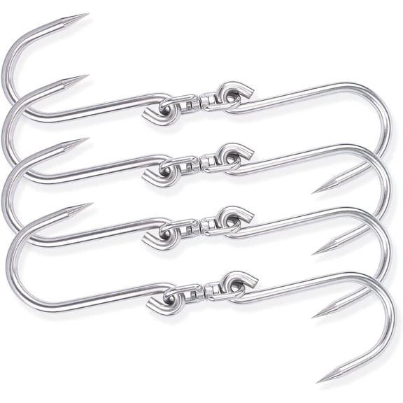 4 Packs Swiveling Meat Hook, Heavy Duty Stainless Steel Processing Butcher Hooks - Large Fish,Hunting,Carcass Hanging Hook