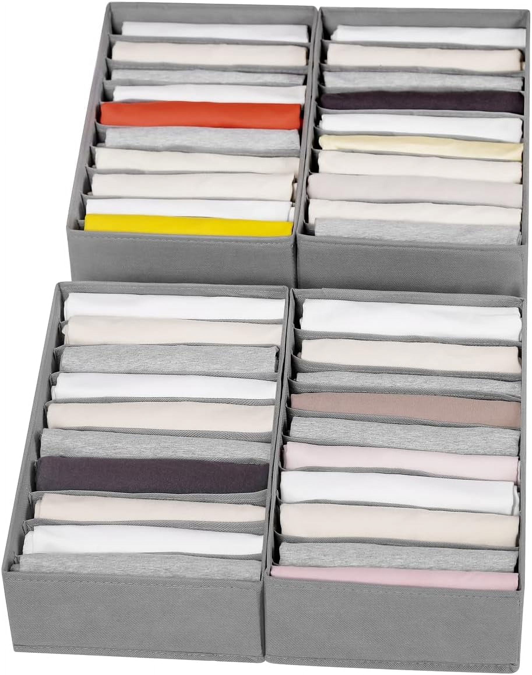 4 Packs Tshirt Drawer Organizers for Clothing,10 Grids Compartment