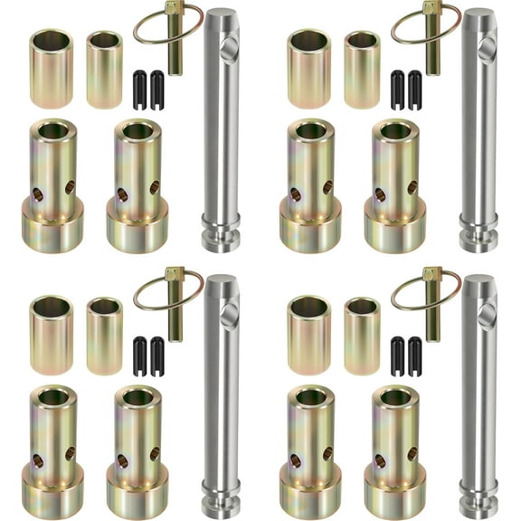 4 Packs TK95029 CAT 1 Quick Hitch Adapter Bushing Kit with S07070200 Top Link Pin and S07090100 Lynch Pin for Category 1 3-Point Quick Hitch and Tractor