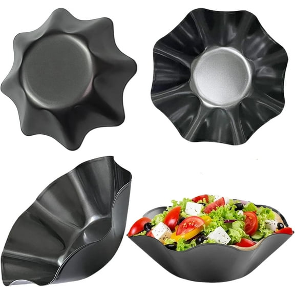 4 Packs Taco Shell Tortilla Bowl Maker: 8.4-inch Nonstick Petal Shape Carbon Steel Taco Bowl Shell Maker Baking Bowl, Taco Salad Shell Mold Tortilla Pan Taco Bowls Set for Home Kitchen Baking