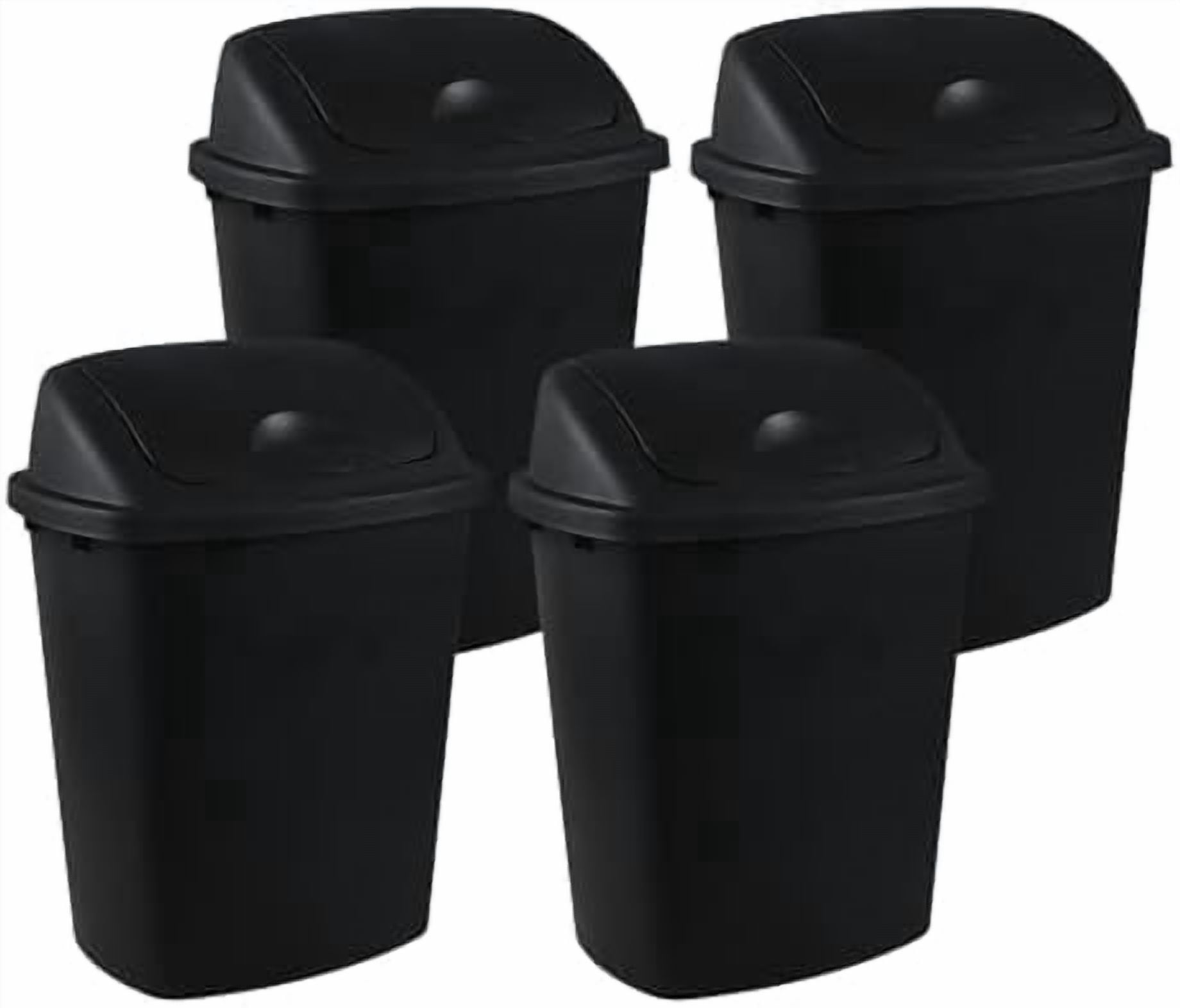 4 Packs Tall Plastic Kitchen Trash Can Swing Lid, 11 Gallon Plastic ...