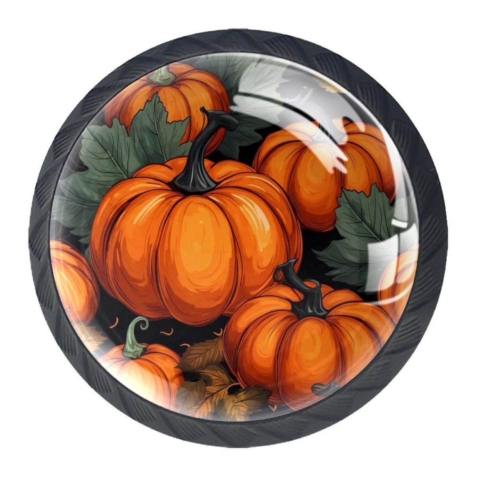 4 Packs Thanksgiving Pumpkin Maple Leaf Crystal Knobs, Black