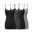 thumbnail image 1 of 4 Packs - TheLovely Women's & Plus Size Basic Solid Long Length Adjustable Spaghetti Strap Tank Top Camisole (4PK - Black/Black/Charcoal/H.Grey, 2XL), 1 of 5