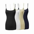 thumbnail image 1 of 4 Packs - TheLovely Women's & Plus Size Basic Solid Long Length Adjustable Spaghetti Strap Tank Top Camisole (4PK - Black/White/Taupe/Navy, 2XL), 1 of 5