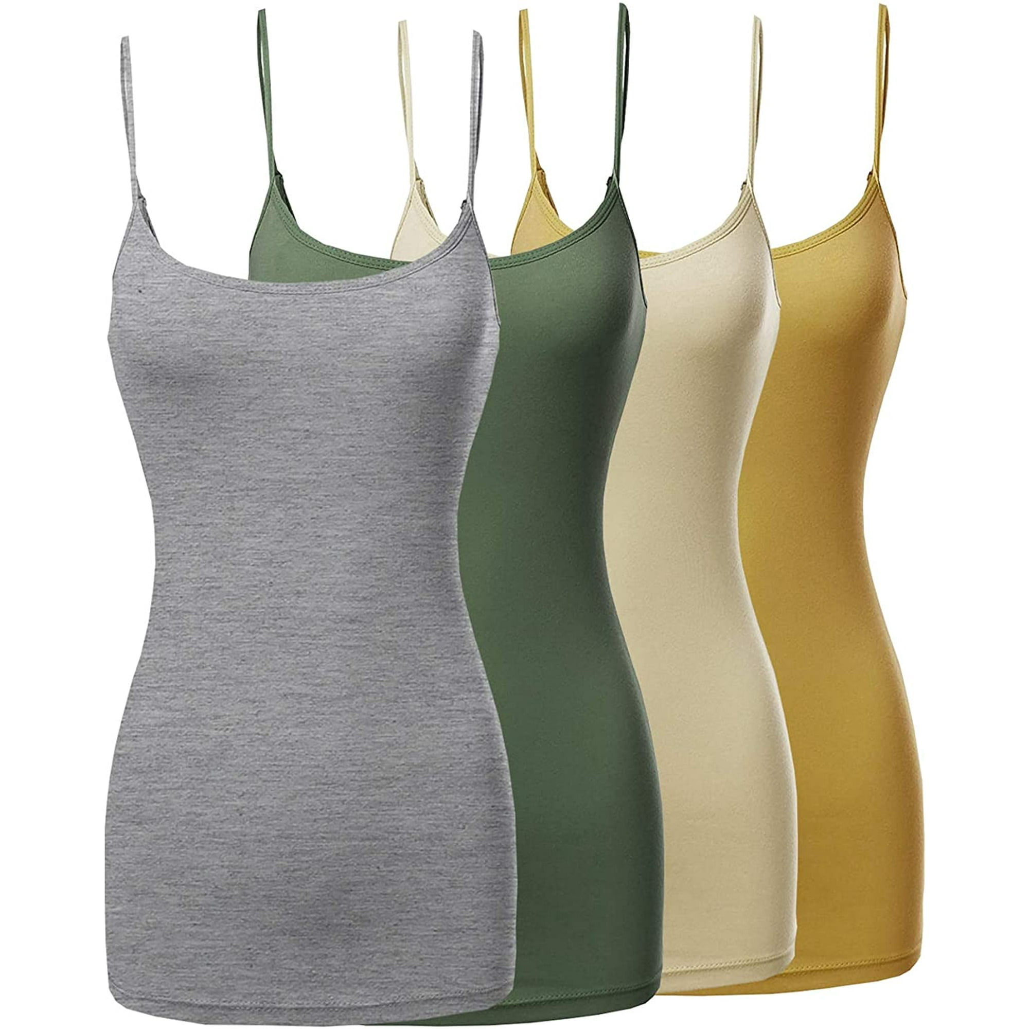 Made By Emma Adjustable Spaghetti Strap Tank Top - Long Length Basic Solid Tee