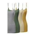 thumbnail image 1 of 4 Packs - TheLovely Women's & Plus Size Basic Solid Long Length Adjustable Spaghetti Strap Tank Top Camisole (4PK - H. Grey/Olive/Taupe/Mustard, 2XL), 1 of 3