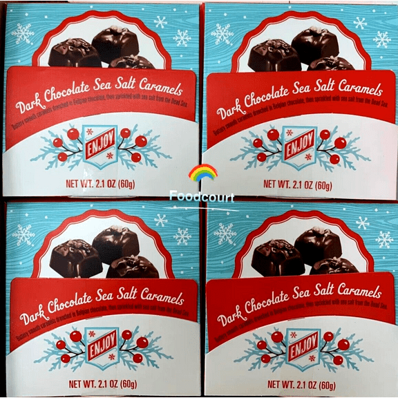 4 Packs Trader Joe's Dark Chocolate Sea Salt Caramels 4 ct 2.1 oz Each