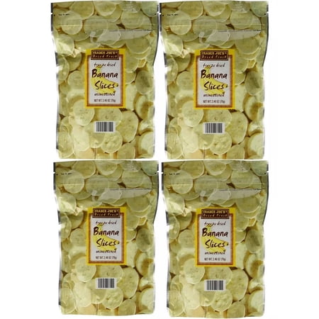 4 Packs Trader Joe's Freeze Dried Banana Slices Unsweetened 2.46 oz Each Pack