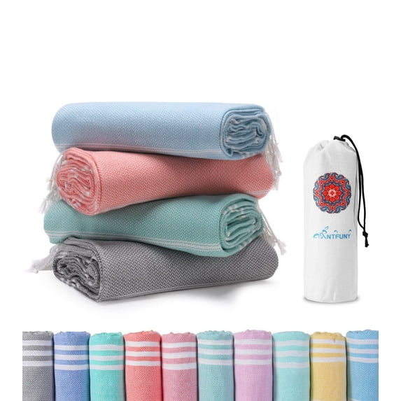 4 Packs Turkish Beach Towels Oversized Bath Pool Swim Towel Set Bulk Quick Dry Sand Free Extra Large Xl Big Blanket Adult Travel Essentials Cruise Accessories Must Have