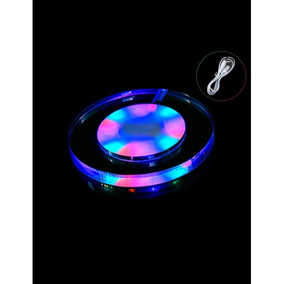 4 Packs USB Rechargeable LED Coasters,Bottle Lights for Drinks,Flash Light Up Coaster for Bars Parties Wedding Festivals and Christmas (Multicolor Round)