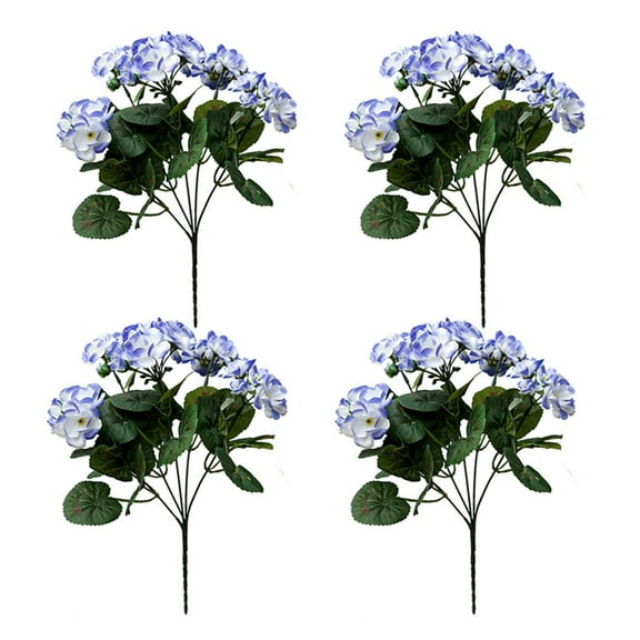 4 Packs UV Resistant Artificial Flowers Outdoor 14 Inch - Red Geranium Fake Plants for Garden, Porch, Home Decorations