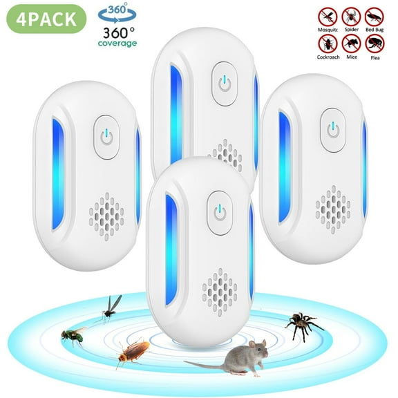 4 Packs Ultrasonic Pest Repeler Indoor, Mouse Plug in Repelent for Roach, Rat, Mice, Rodent, Spider, Mosquitoes, Bugs, Insects, Pest Control Plug in Indoor for House, Kitchen, Garage