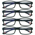 thumbnail image 1 of 4 Packs Unisex Fashion Rectangular Reading Glasses Blue Light Blocking Readers for Men Women +3.00, 1 of 6