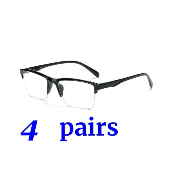 4 Packs Unisex Fashion Square Half Frame Reading Glasses Spring Hinge Readers for Men Women +3.00