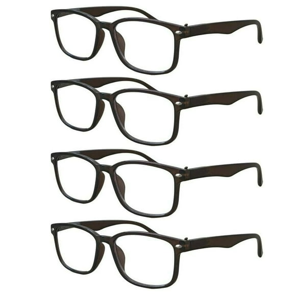 4 Packs Unisex Square Frame Blue Light Blocking Computer Reading Glasses Readers for Men Women +1.00